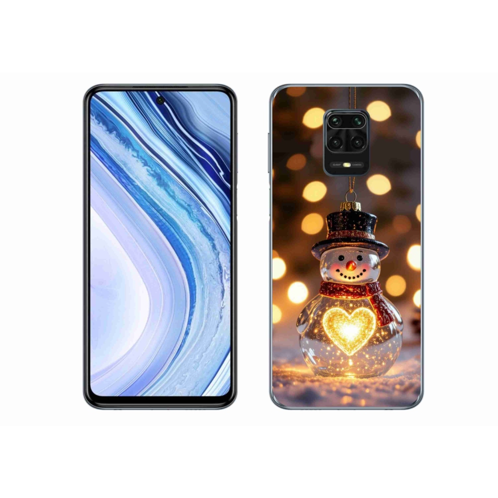 Gelový kryt mmCase na Xiaomi Redmi Note 9 Pro - svítící vánoční sněhulák