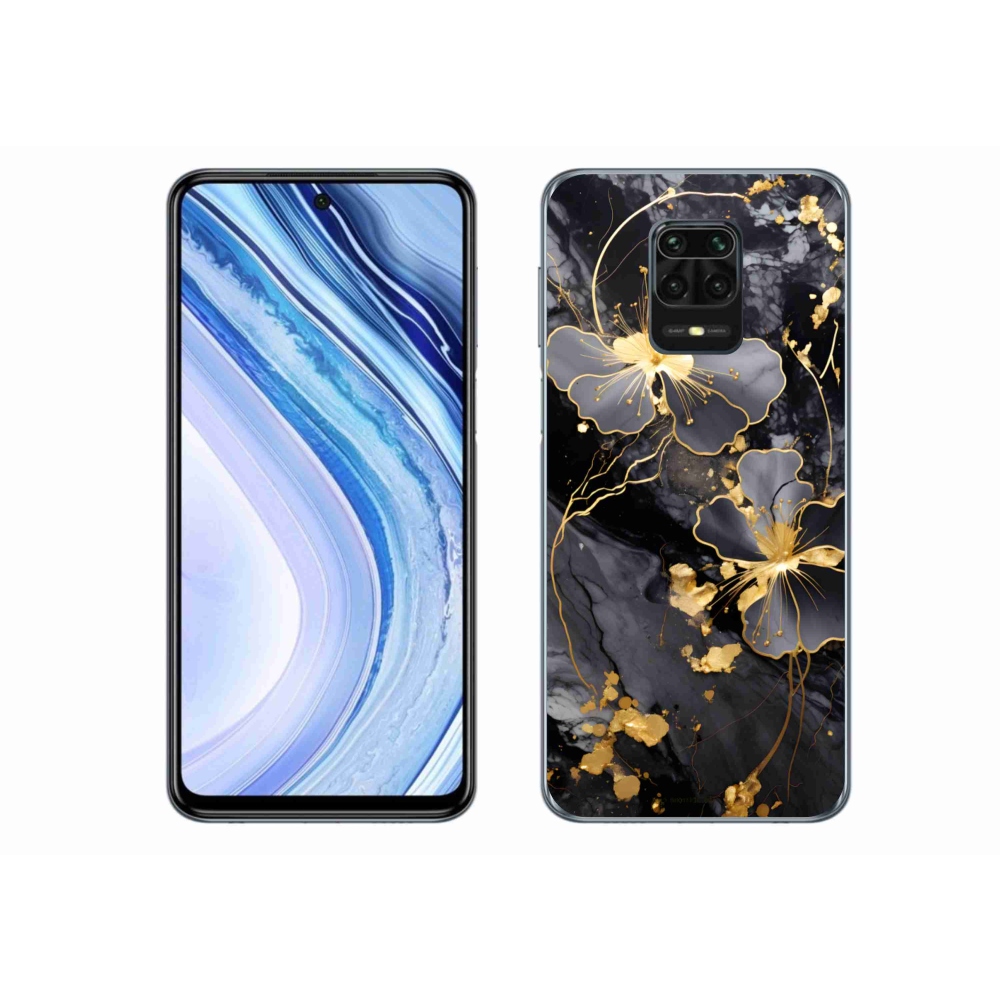 Gelový kryt mmCase na Xiaomi Redmi Note 9 Pro - zlaté květy