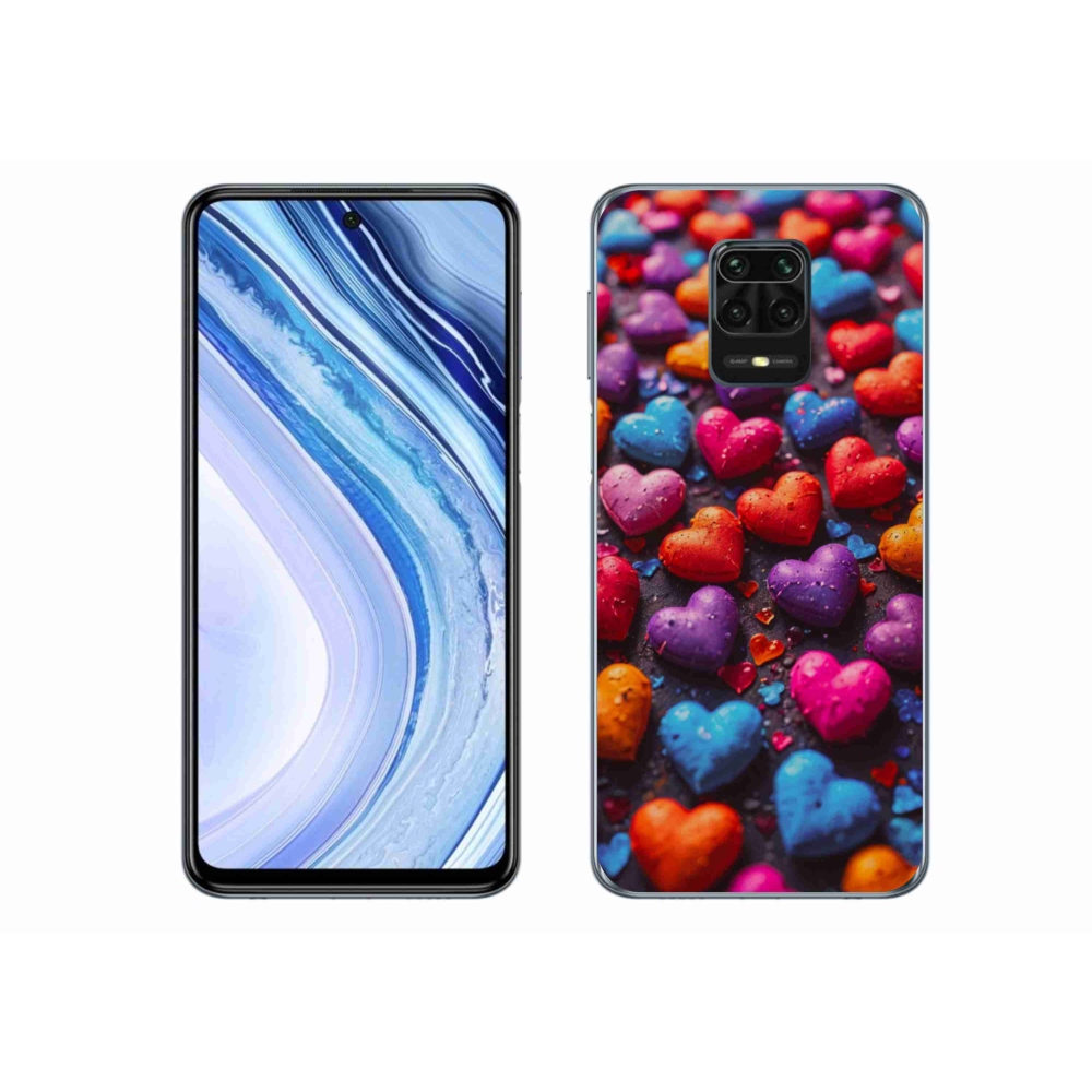 Gelový kryt mmCase na Xiaomi Redmi Note 9S - barevná srdce