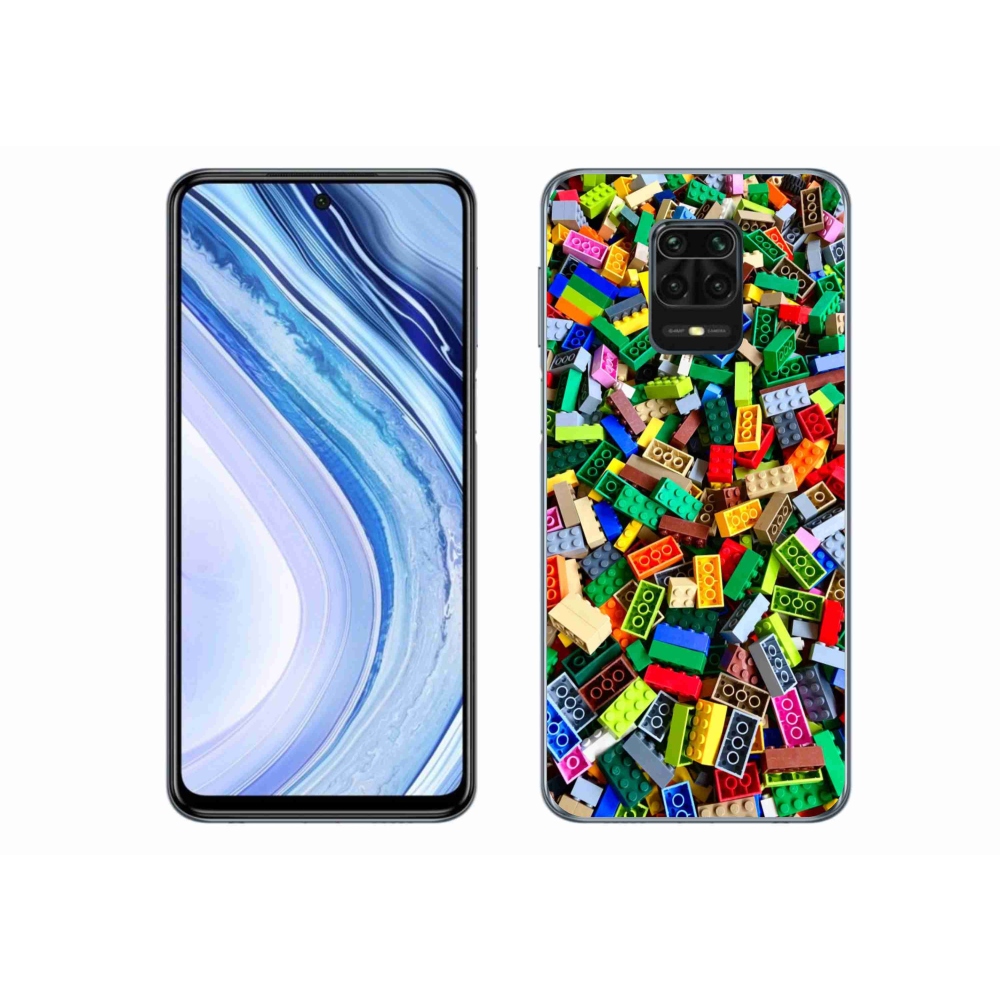 Gelový kryt mmCase na Xiaomi Redmi Note 9S - barevné stavební kostky