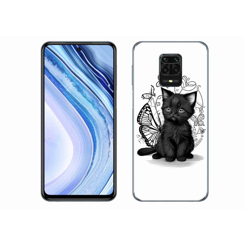 Gelový kryt mmCase na Xiaomi Redmi Note 9S - černé kotě
