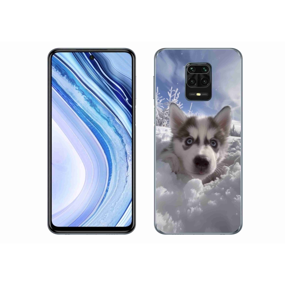Gelový kryt mmCase na Xiaomi Redmi Note 9S - husky ve sněhu