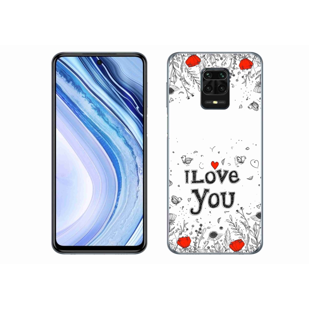 Gelový kryt mmCase na Xiaomi Redmi Note 9S - I love you bílé pozadí