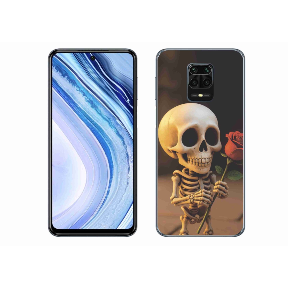 Gelový kryt mmCase na Xiaomi Redmi Note 9S - kostlivec s růží