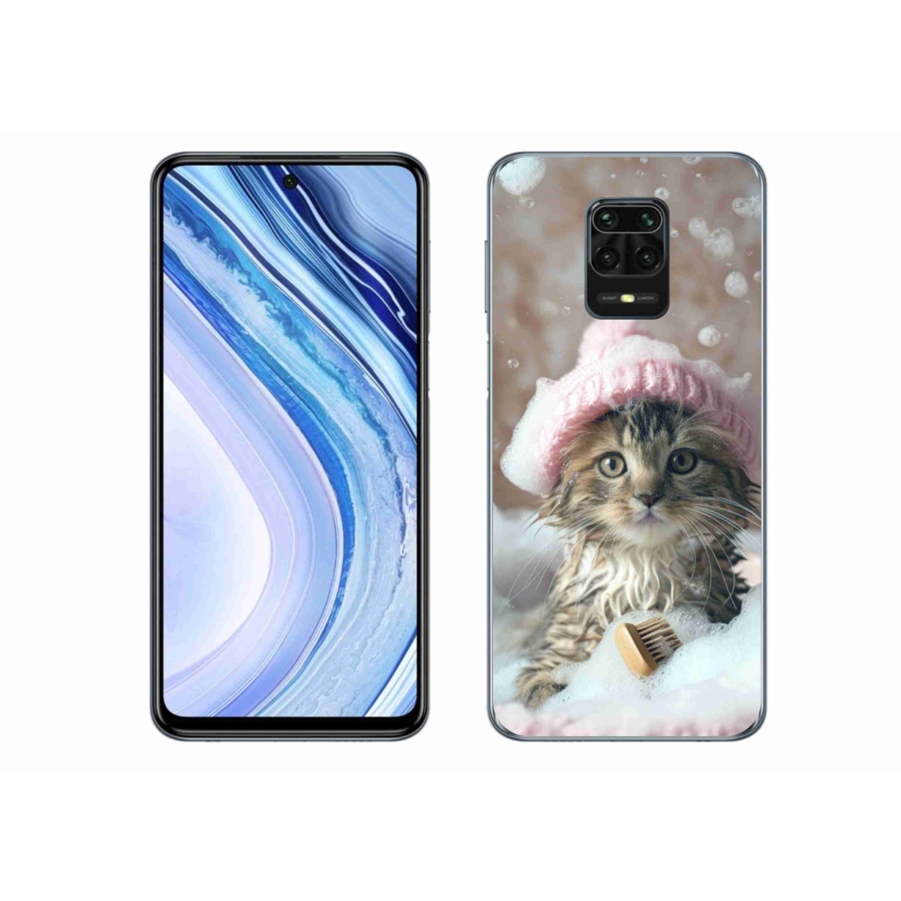 Gelový kryt mmCase na Xiaomi Redmi Note 9S - kotě a koupel