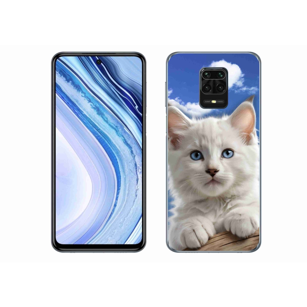 Gelový kryt mmCase na Xiaomi Redmi Note 9S - kotě a oblaka