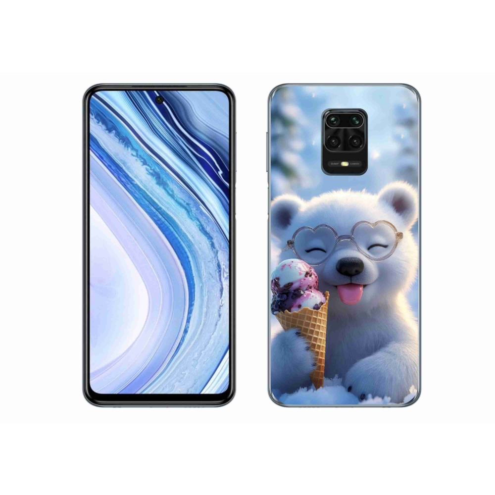 Gelový kryt mmCase na Xiaomi Redmi Note 9S - medvídek se zmrzlinou