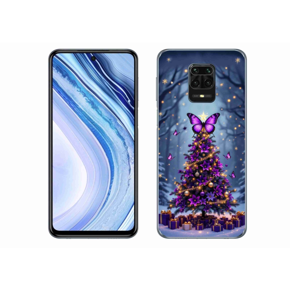 Gelový kryt mmCase na Xiaomi Redmi Note 9S - motýlí vánoční stromek