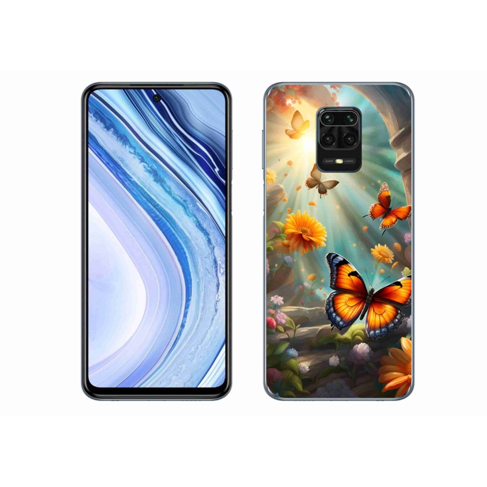 Gelový kryt mmCase na Xiaomi Redmi Note 9S - motýlí zahrada 2