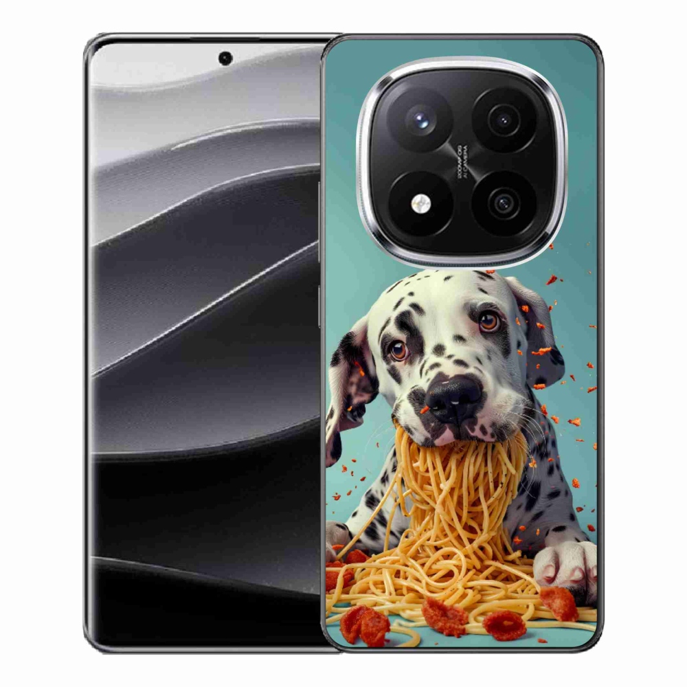 Gelový kryt mmCase na Xiaomi Remdi Note 14 Pro+ 5G - dalmatin a špagety