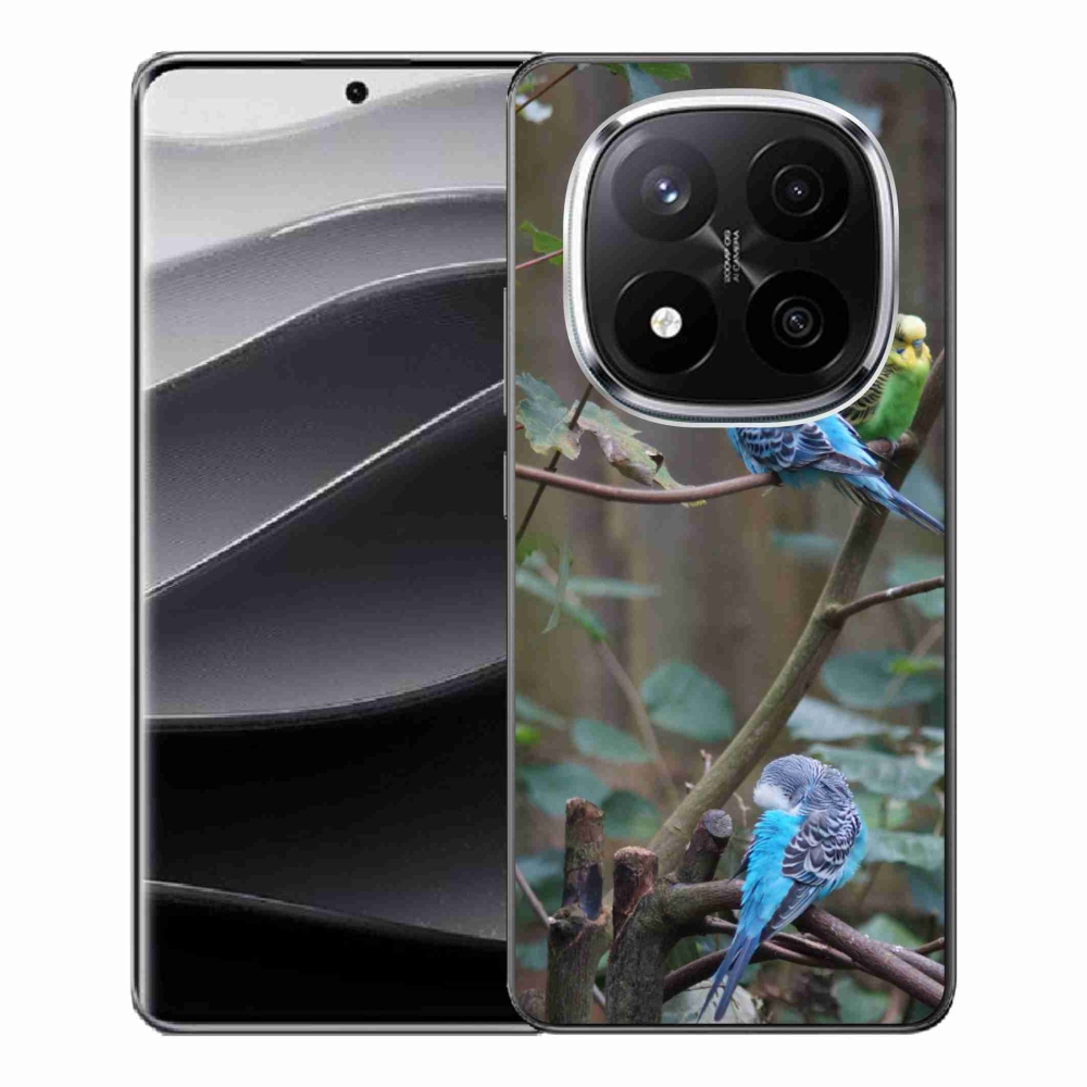 Gelový kryt mmCase na Xiaomi Remdi Note 14 Pro+ 5G - papoušci na větvi