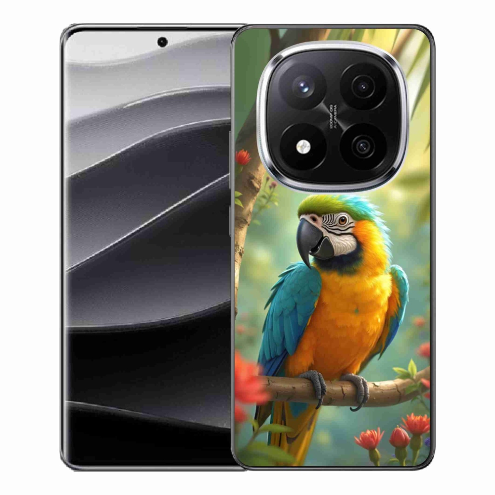 Gelový kryt mmCase na Xiaomi Remdi Note 14 Pro+ 5G - papoušek ara modrožlutá