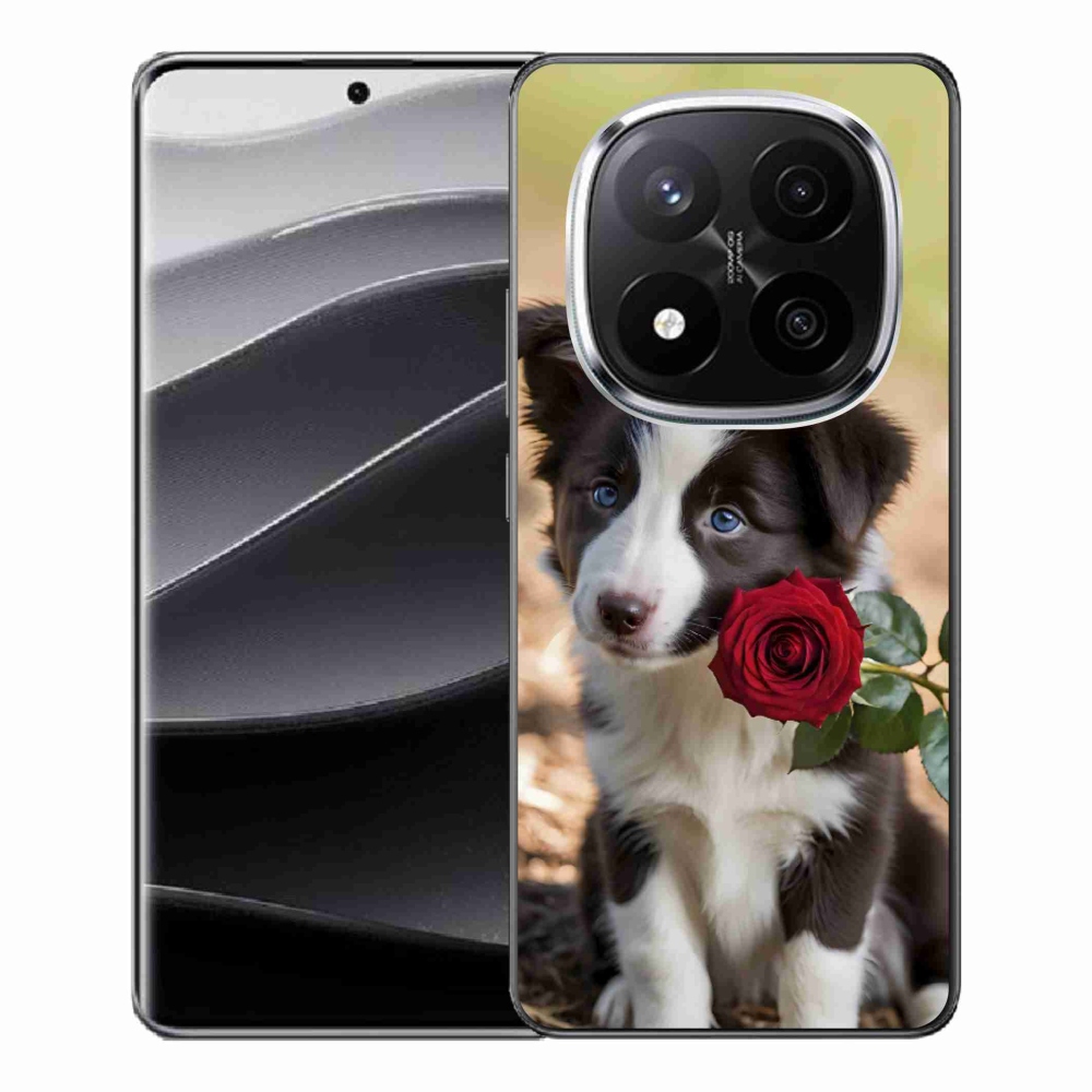 Gelový kryt mmCase na Xiaomi Remdi Note 14 Pro+ 5G - roztomilá border kolie s růží