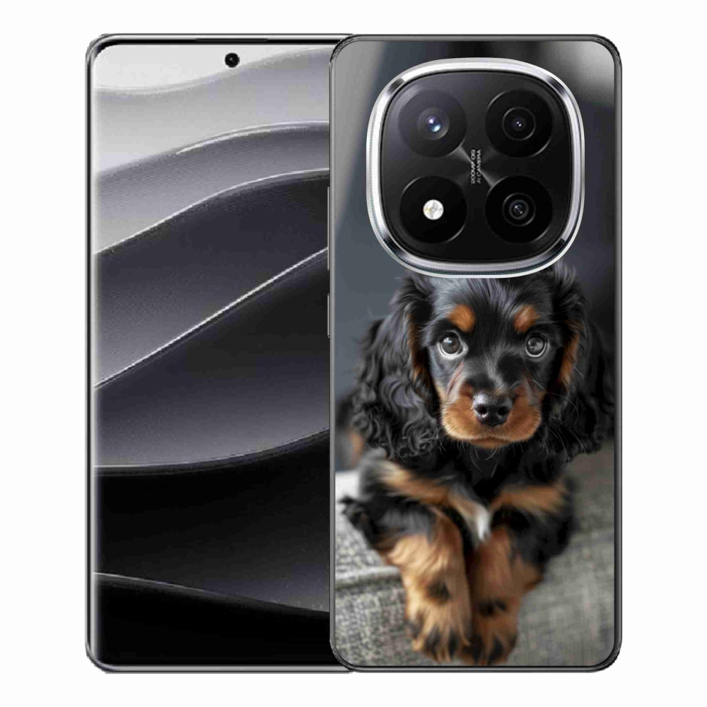 Gelový kryt mmCase na Xiaomi Remdi Note 14 Pro+ 5G - roztomilý dlouhosrstý jezevčík