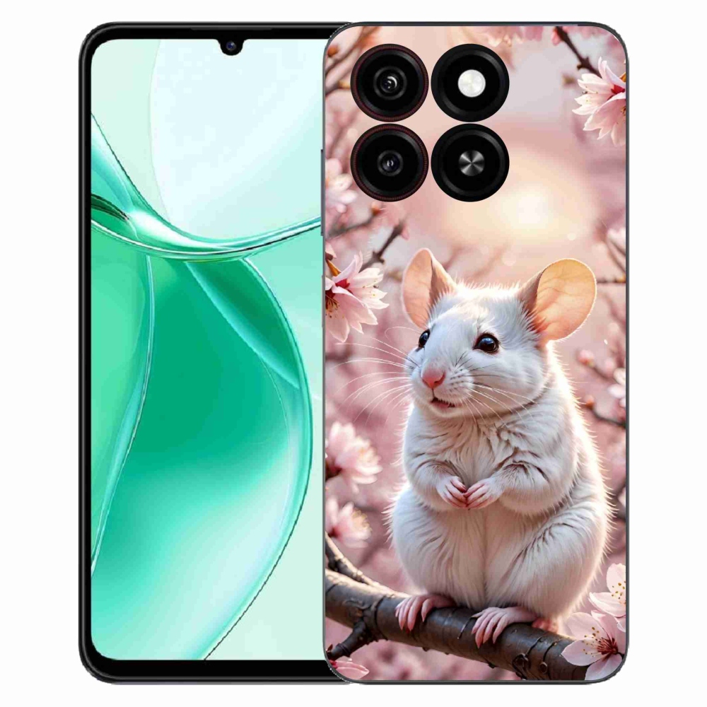 Gelový kryt mmCase na ZTE Blade A35 - bílá myš na větvi