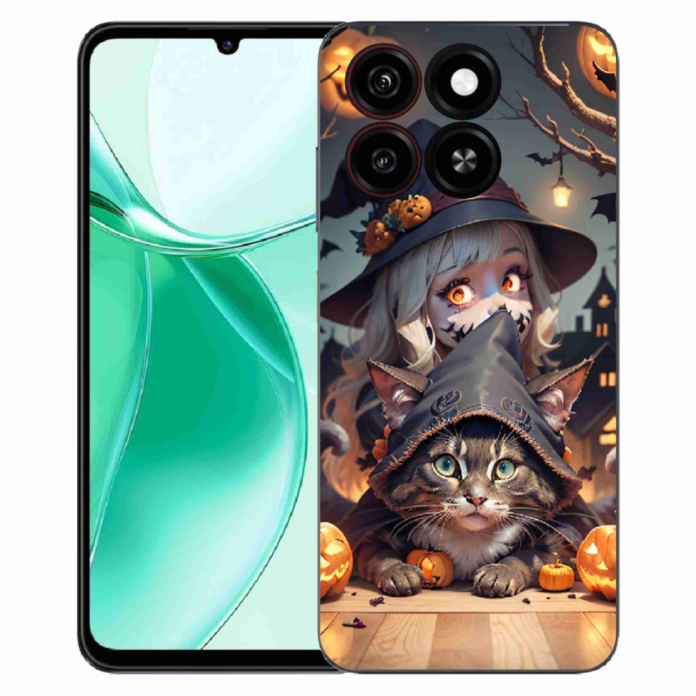 Gelový kryt mmCase na ZTE Blade A35 - čarodějnice s kočkou
