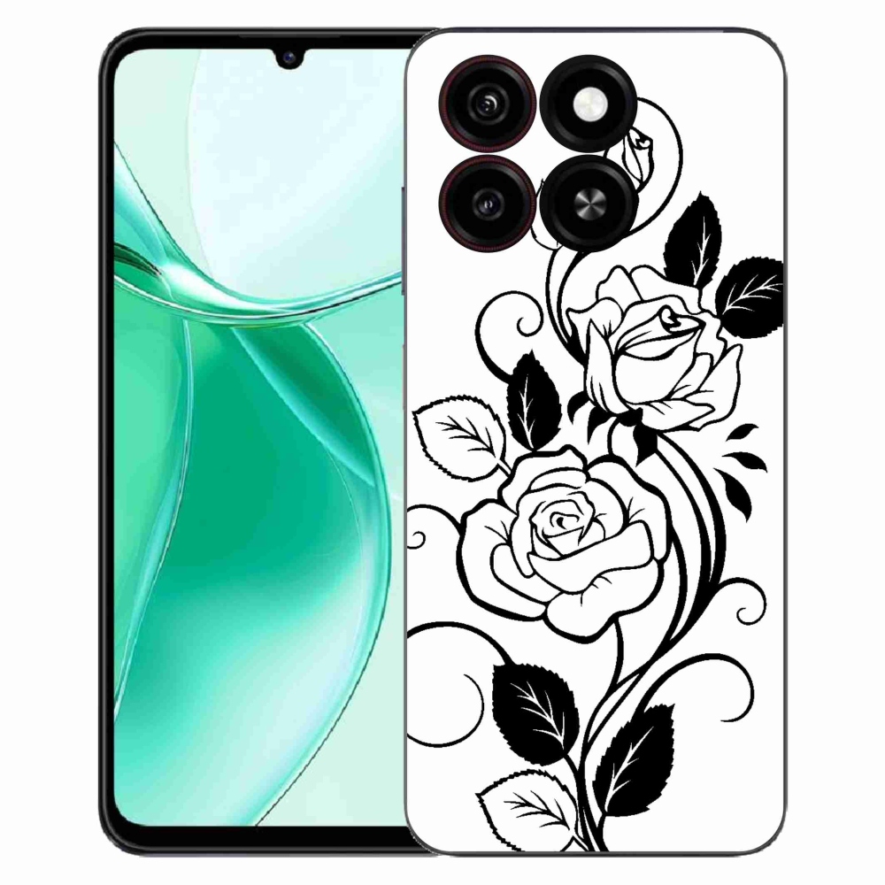 Gelový kryt mmCase na ZTE Blade A35 - černobílá růže