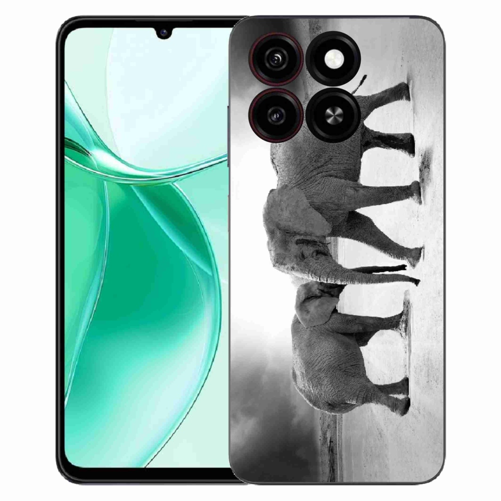 Gelový kryt mmCase na ZTE Blade A35 - černobílí sloni