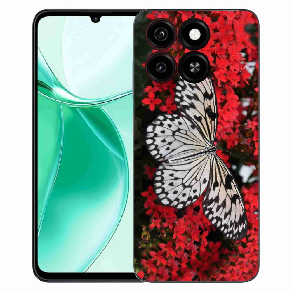 Gelový kryt mmCase na ZTE Blade A35 - černobílý motýl 1