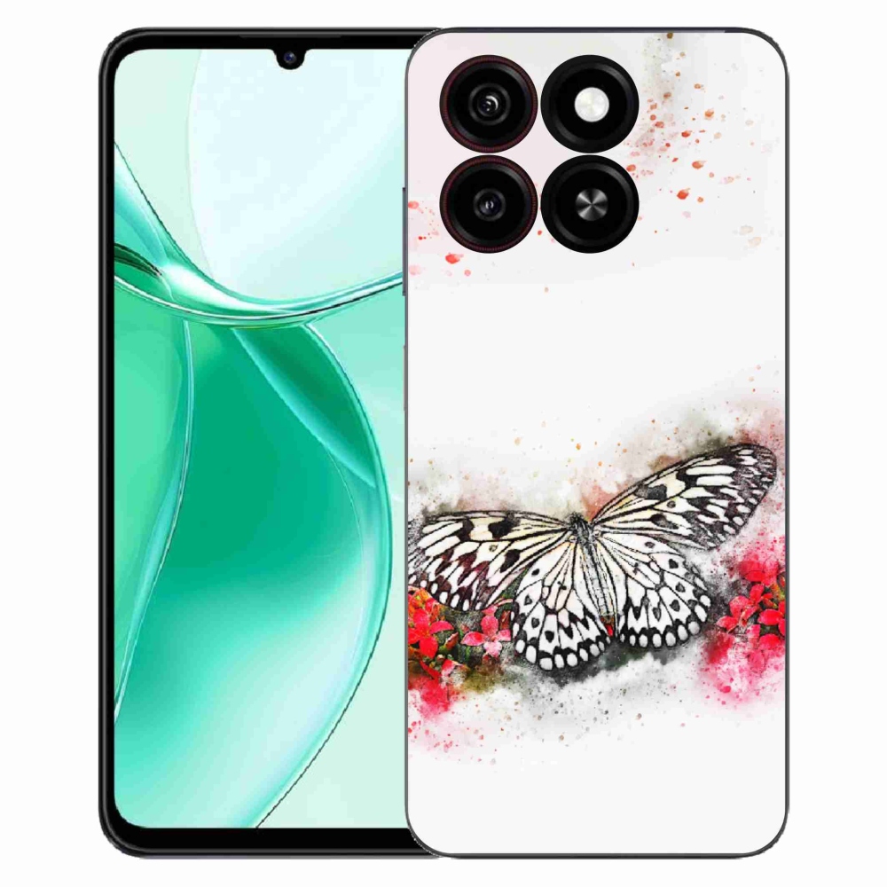 Gelový kryt mmCase na ZTE Blade A35 - černobílý motýl