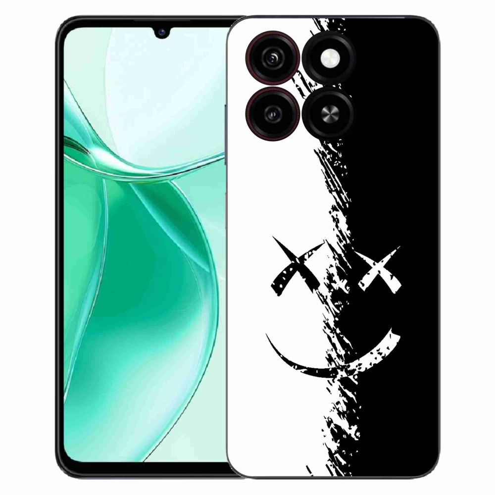Gelový kryt mmCase na ZTE Blade A35 - černobílý smajlík