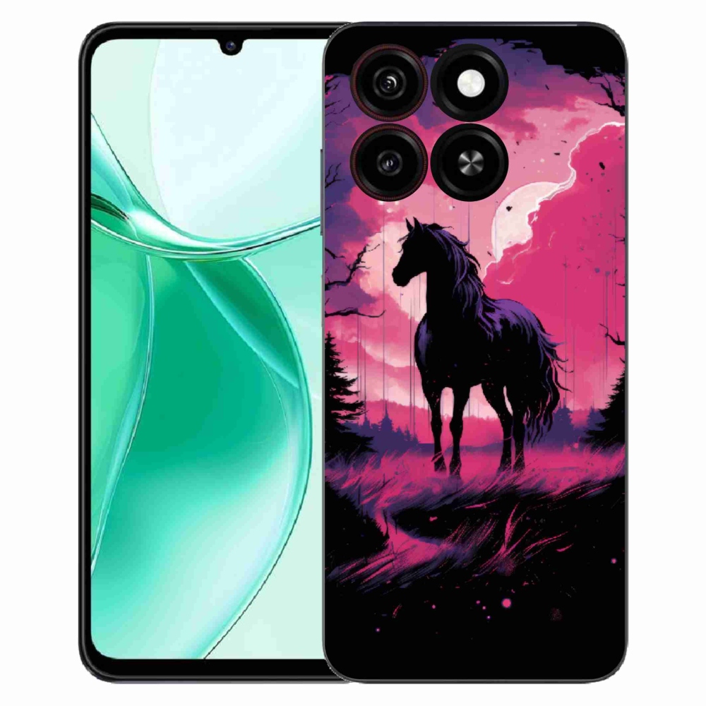 Gelový kryt mmCase na ZTE Blade A35 - černý kreslený kůň 1