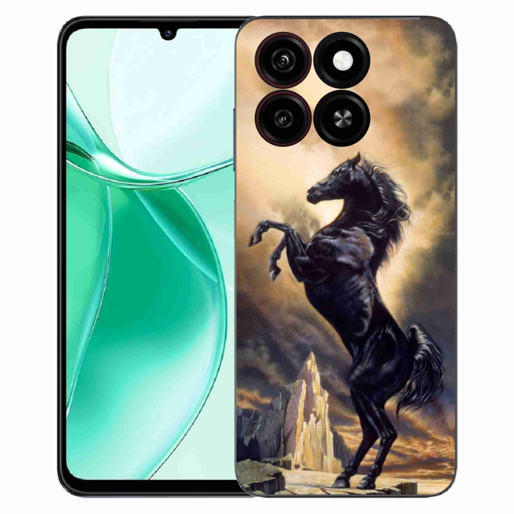 Gelový kryt mmCase na ZTE Blade A35 - černý kreslený kůň