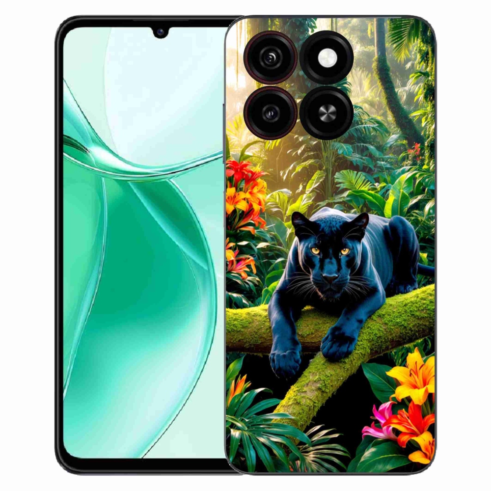Gelový kryt mmCase na ZTE Blade A35 - černý panter v džungli