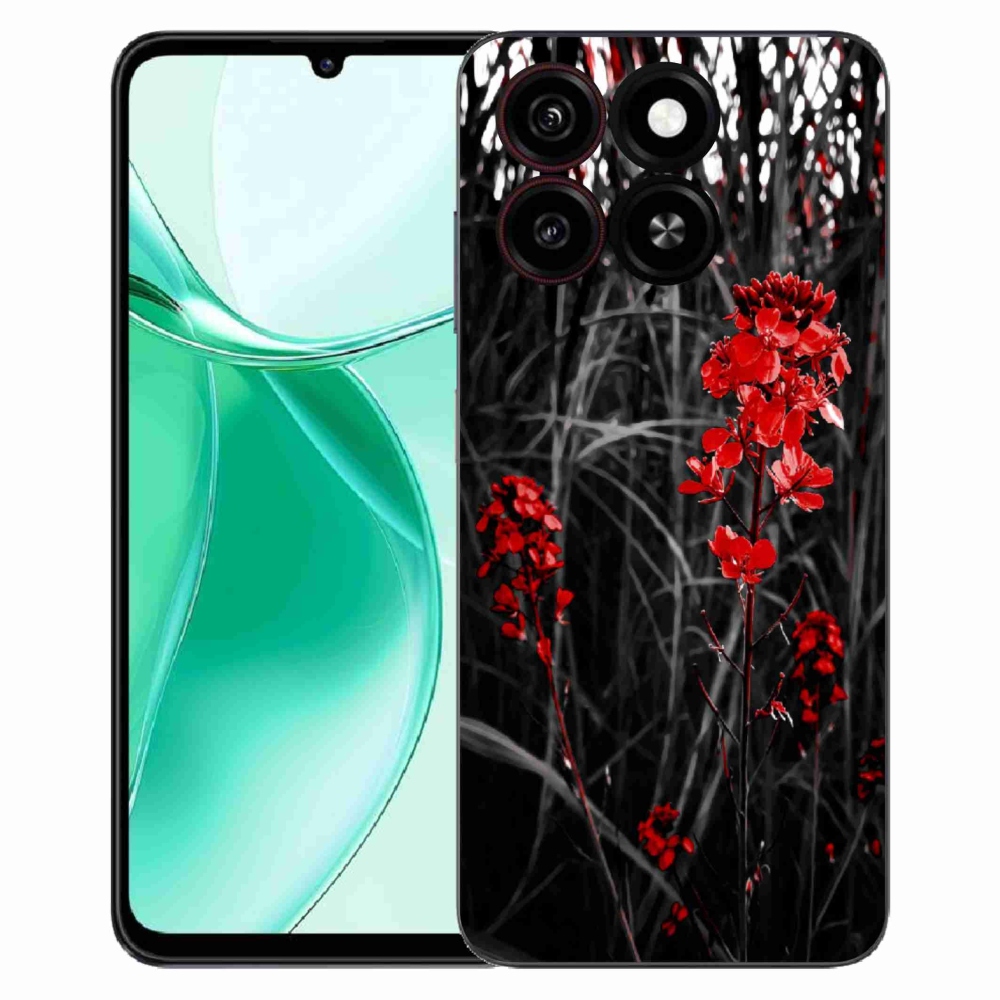 Gelový kryt mmCase na ZTE Blade A35 - červená rostlina