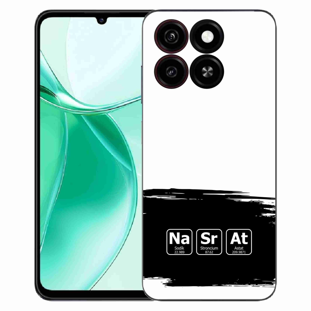 Gelový kryt mmCase na ZTE Blade A35 - chemické prvky černobílé pozadí