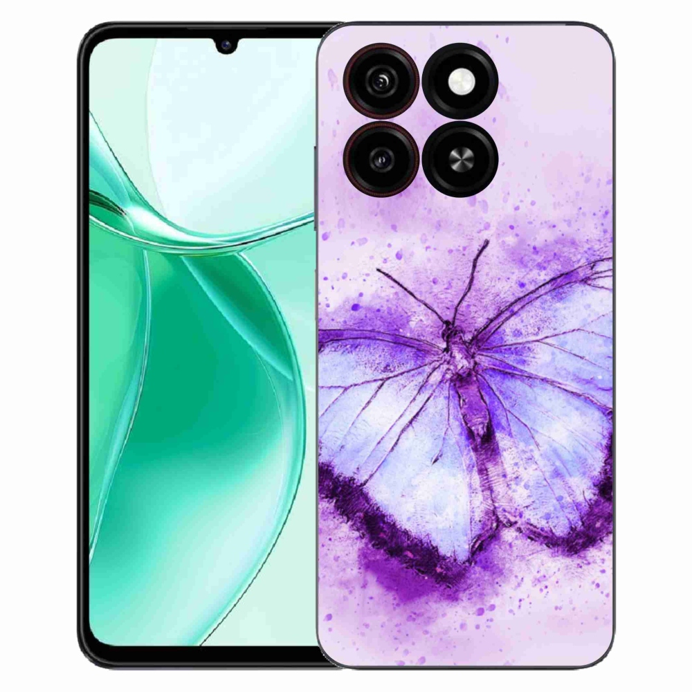 Gelový kryt mmCase na ZTE Blade A35 - fialový motýl