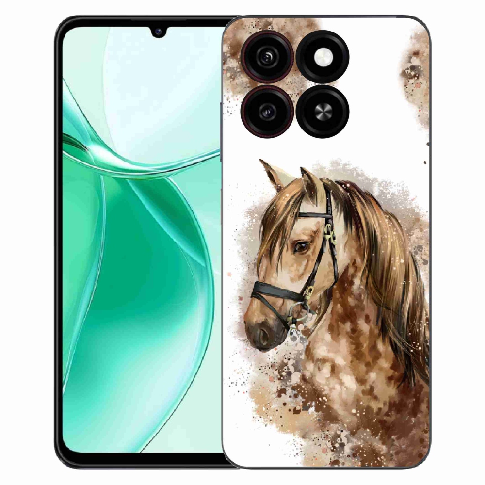 Gelový kryt mmCase na ZTE Blade A35 - hnědý kreslený kůň