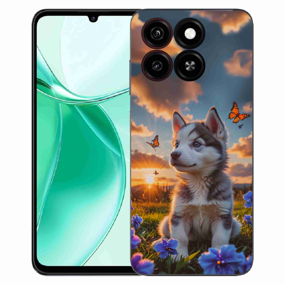 Gelový kryt mmCase na ZTE Blade A35 - husky při západu slunce