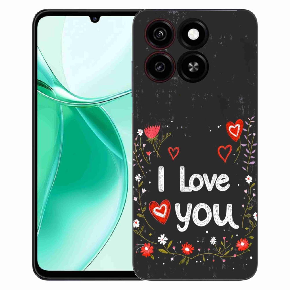 Gelový kryt mmCase na ZTE Blade A35 - I love you černé pozadí
