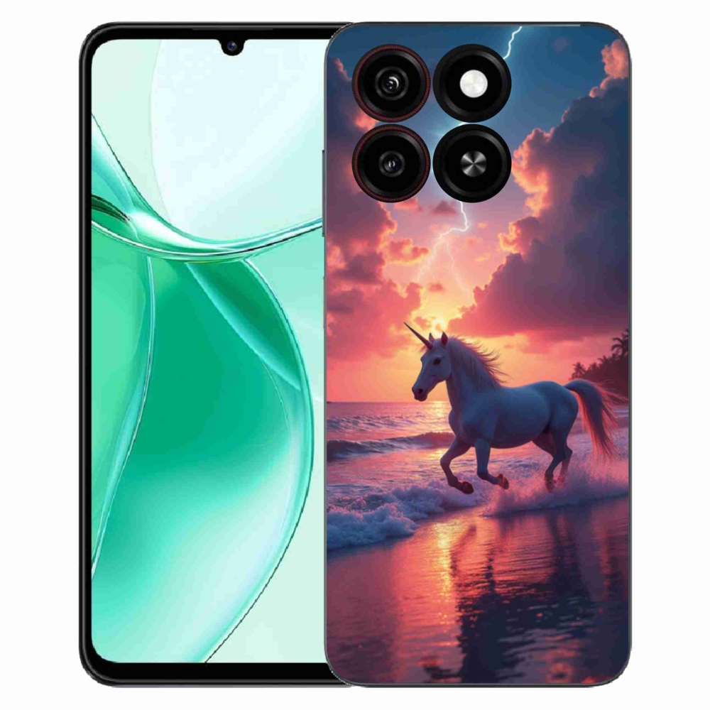 Gelový kryt mmCase na ZTE Blade A35 - jednorožec na pláži