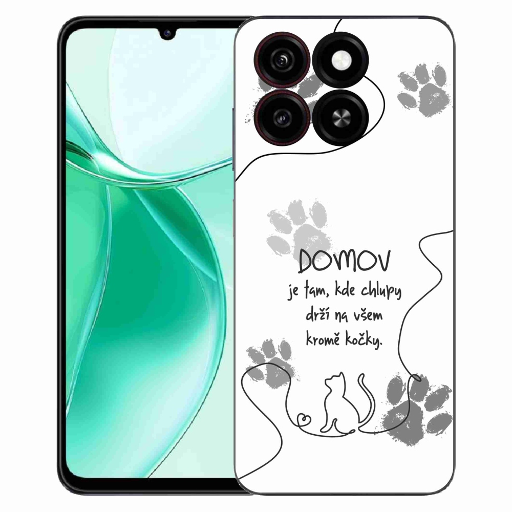 Gelový kryt mmCase na ZTE Blade A35 - kočičí motiv bílé pozadí