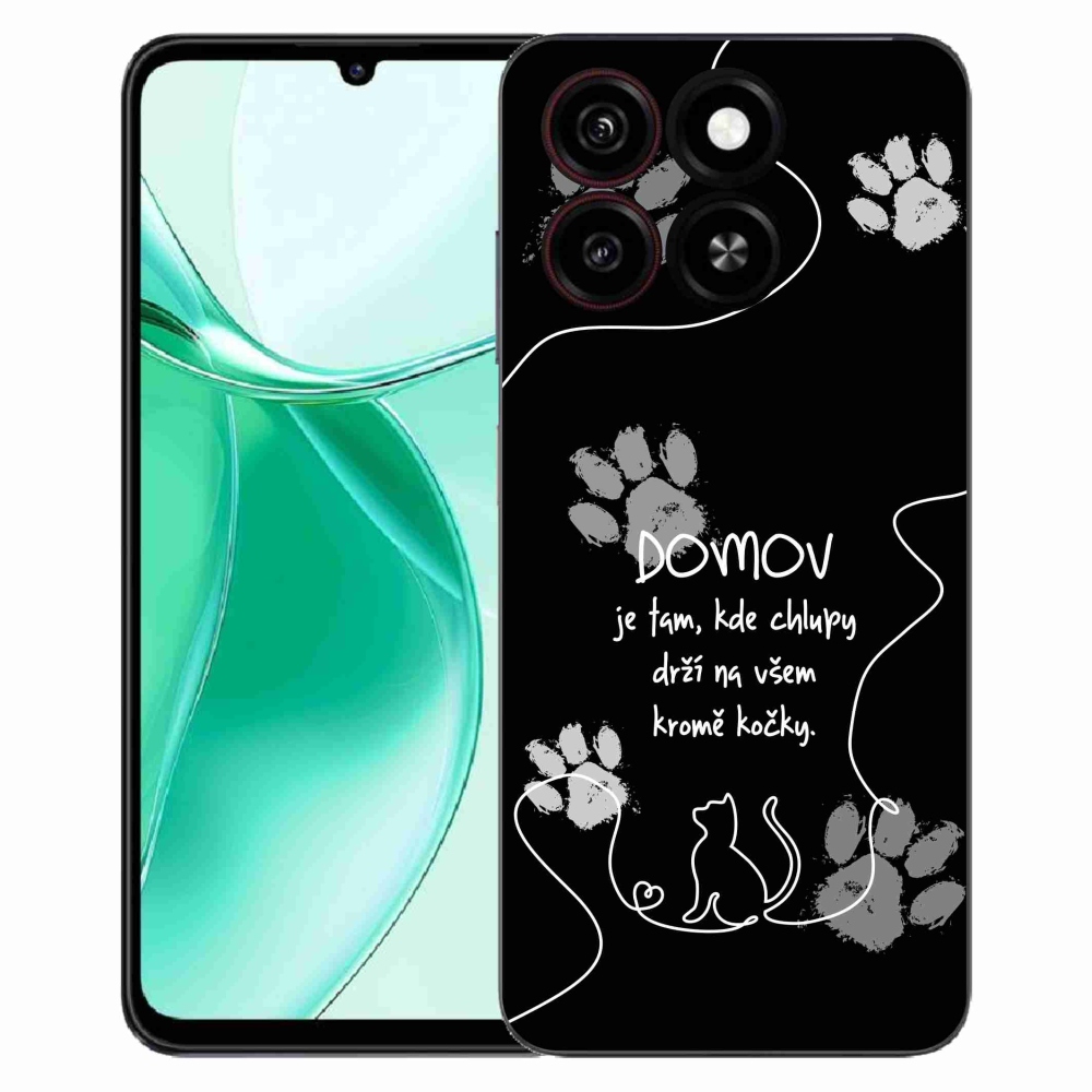 Gelový kryt mmCase na ZTE Blade A35 - kočičí motiv černé pozadí