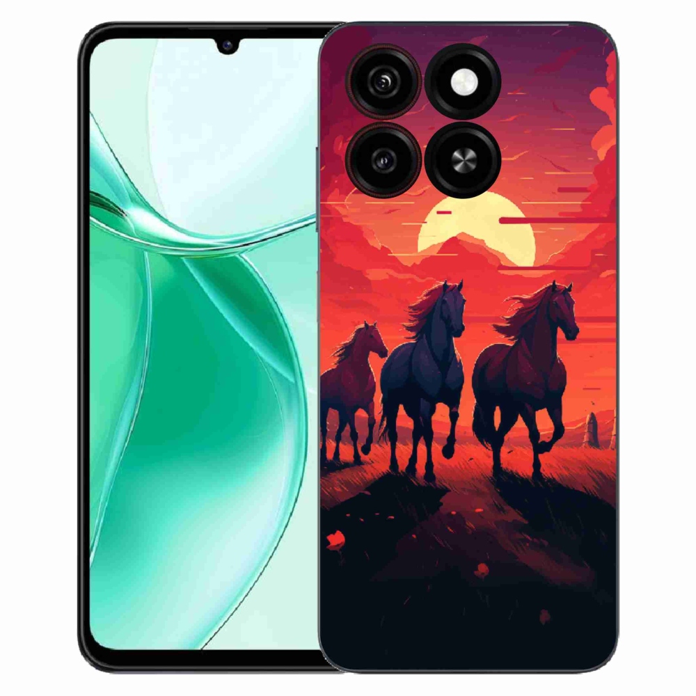 Gelový kryt mmCase na ZTE Blade A35 - koně a západ slunce