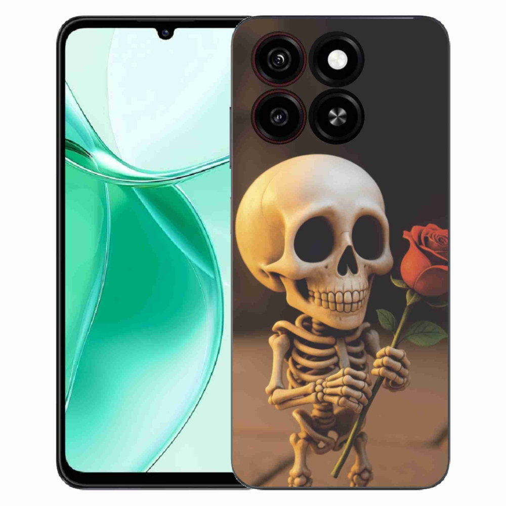 Gelový kryt mmCase na ZTE Blade A35 - kostlivec s růží