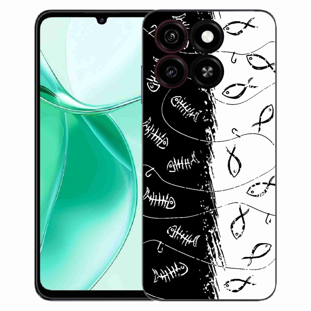 Gelový kryt mmCase na ZTE Blade A35 - kostry a rybky
