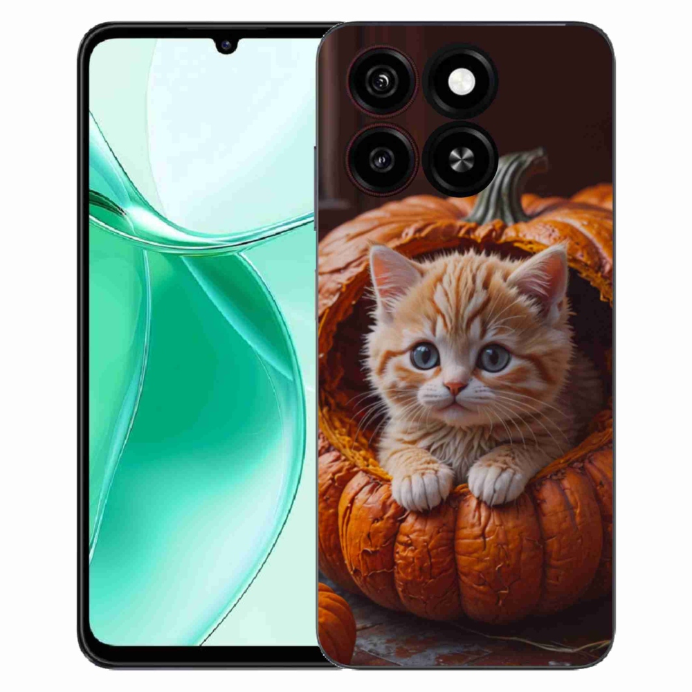 Gelový kryt mmCase na ZTE Blade A35 - kotě a dýně 2
