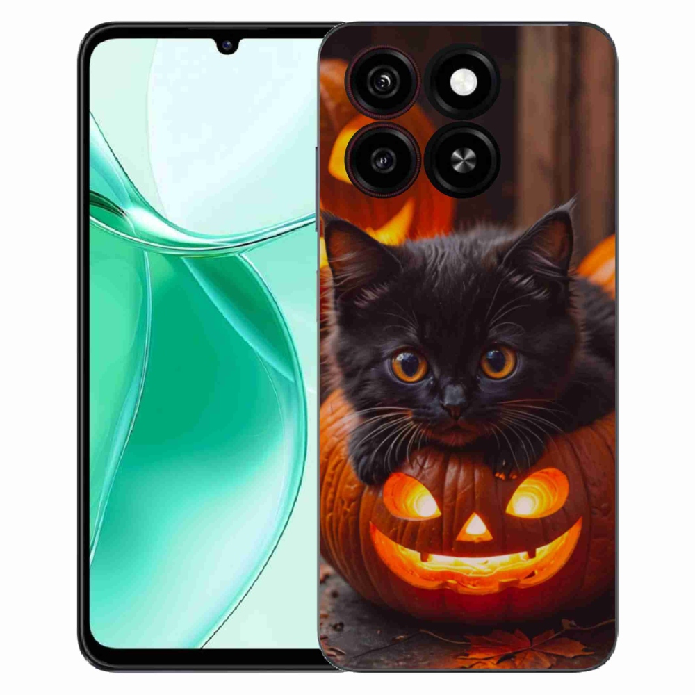 Gelový kryt mmCase na ZTE Blade A35 - kotě a dýně