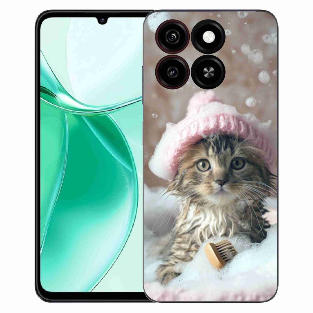 Gelový kryt mmCase na ZTE Blade A35 - kotě a koupel