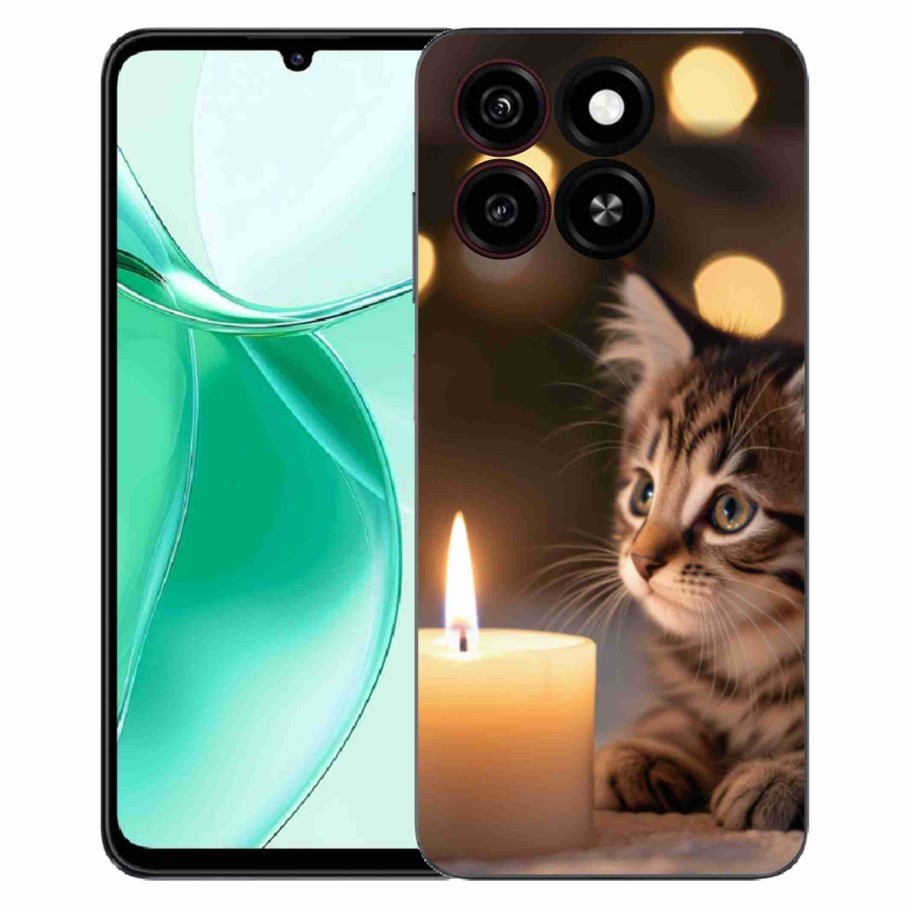 Gelový kryt mmCase na ZTE Blade A35 - kotě a svíčka