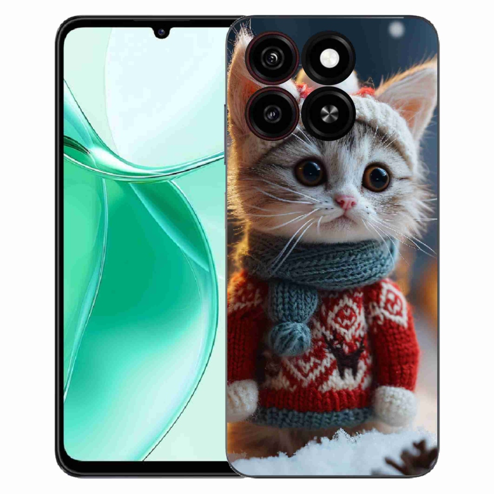 Gelový kryt mmCase na ZTE Blade A35 - kotě ve svetru