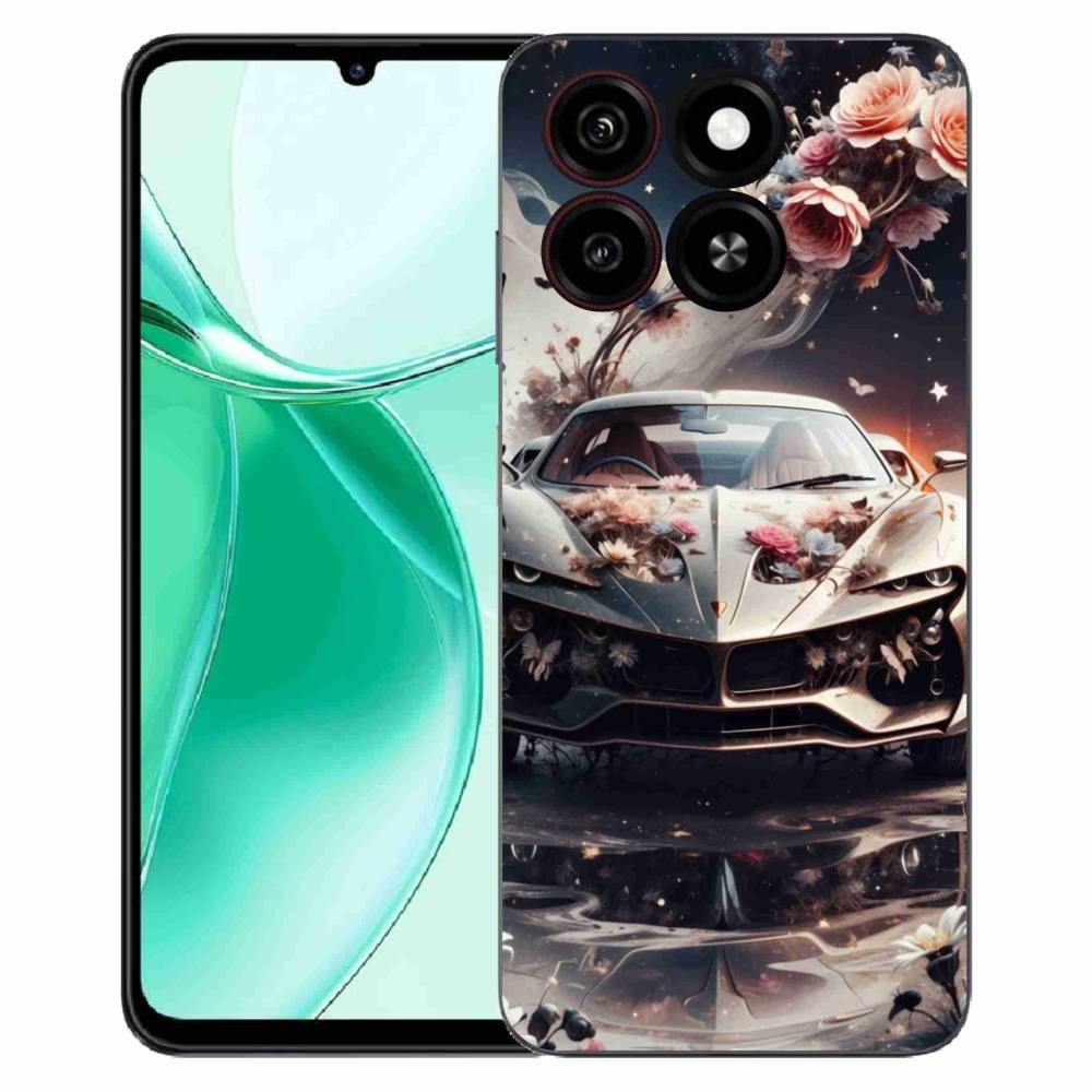 Gelový kryt mmCase na ZTE Blade A35 - květinový sportovní vůz