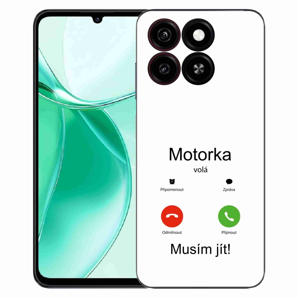 Gelový kryt mmCase na ZTE Blade A35 - motorka volá bílé pozadí