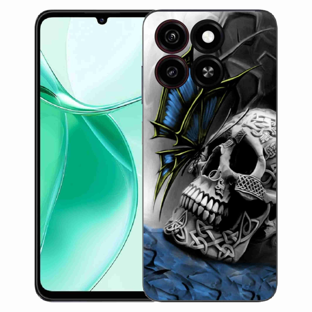 Gelový kryt mmCase na ZTE Blade A35 - motýl a lebka