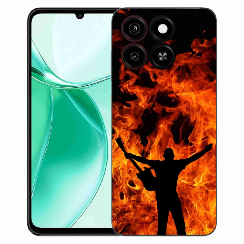 Gelový kryt mmCase na ZTE Blade A35 - muzikant a oheň