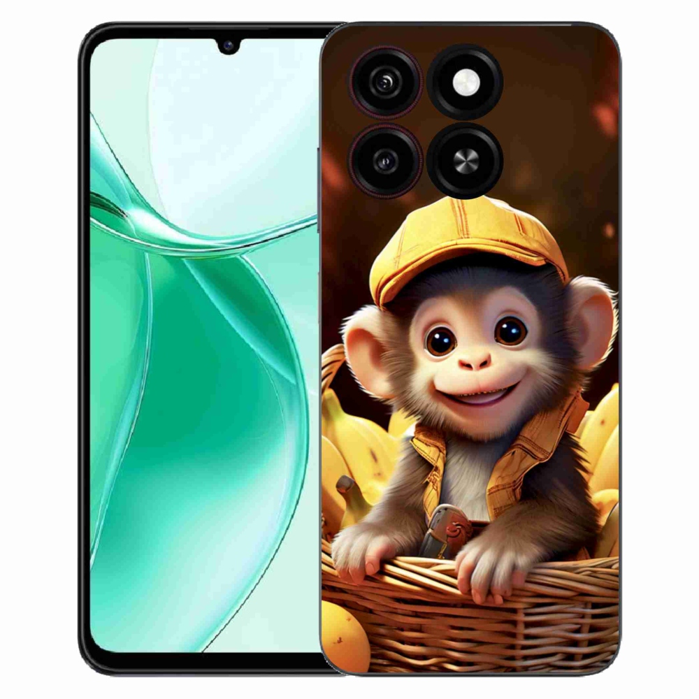 Gelový kryt mmCase na ZTE Blade A35 - opice v košíku